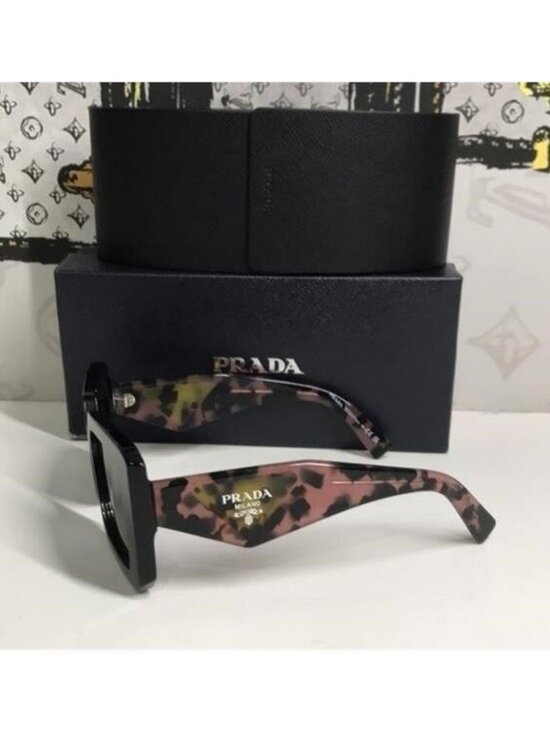 New Authentic Prada SPR23Y Symbole Square Sunglasses – Black & Pink main image 2